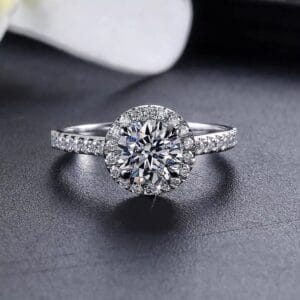 IGI Custom Cultured Diamond Platinum Halo Ring