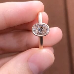 18K Rose Gold Oval Diamond Halo Ring