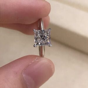 18K White Gold 3-Stone Radiant Ring