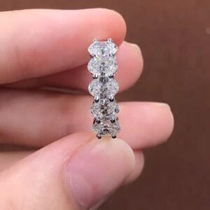 18K Gold Oval Half Eternity Ring