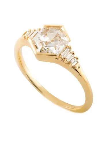 2ct Hexagonal Morganite Ring